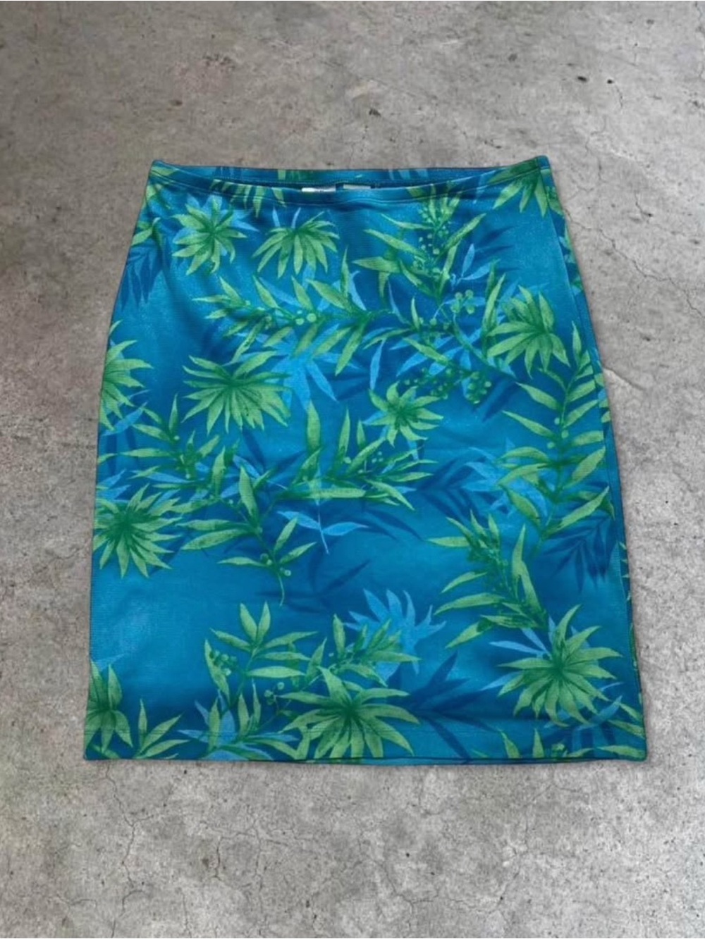 Guess Blue Green Tropical Print Midi Skirt